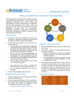 Job Description Tip Sheet Writing Job Descriptions in the Career