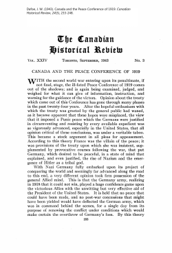 Canada and the Peace Conference of 1919