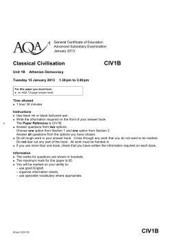 A-level Classical Civilisation Question paper Unit 01B