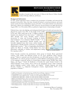 REFUGEE BACKGROUNDER Somali Bantu