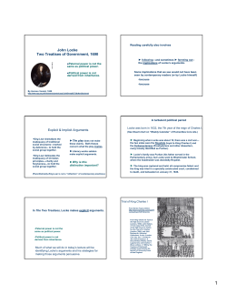 John Locke Two Treatises of Government, 1690