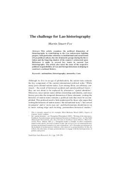 The challenge for Lao historiography