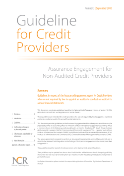 for Credit Providers