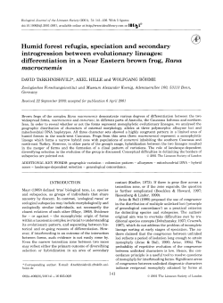 Humid forest refugia, speciation and secondary