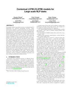 Contextual LSTM (CLSTM) models for Large scale NLP tasks