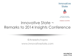 Innovative State ~ Remarks to 2014 Insights Conference