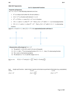 Exponential Functions Defn If > 0 &ne; 1