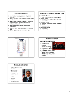 Review Questions Sources of Environmental Law Judicial Branch