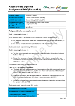 Human Biology - RH3/3/AA/07G - Assignment 1