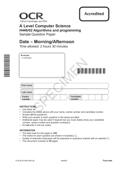 SAM and Markscheme - OCR A Level Computer Science