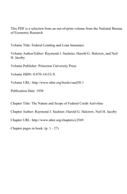 The Nature and Scope of Federal Credit Activities