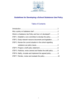 Guidelines for Developing a School Substance Use Policy Table of