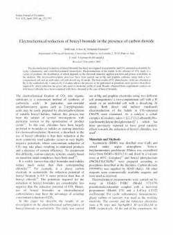 Electrochemical reduction of benzyl bromide in the presence of