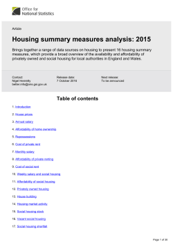 Housing summary measures analysis