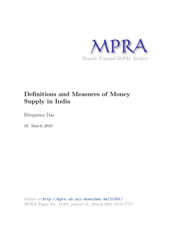 Definitions and Measures of Money Supply in India