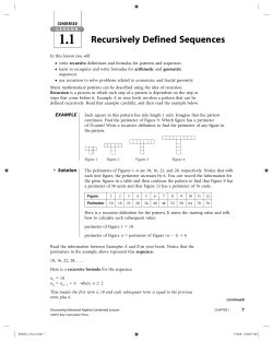 LESSON 1.1 Recursively Defined Sequences