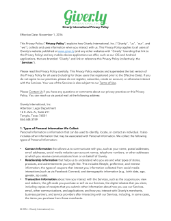 Giverly International Privacy Policy Effective Date: November 1