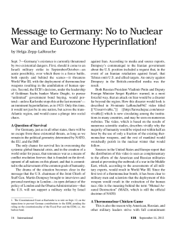 Message to Germany: No to Nuclear War and