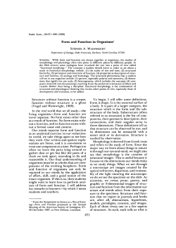 Form and Function in Organisms1