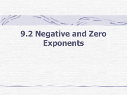 9.2 Negative and Zero Exponents