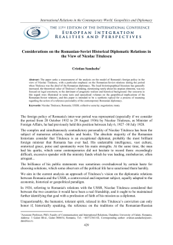 Considerations on the Romanian-Soviet Historical Diplomatic