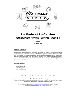 La Mode et La Cuisine Classroom Video French Series 1