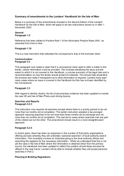 Lenders` Handbook for Isle of Man: Summary of amendments