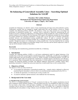 Re-balancing of Generalized Assembly Lines &ndash; Searching Optimal