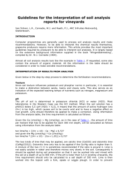 Guidelines for the interpretation of soil analysis reports for