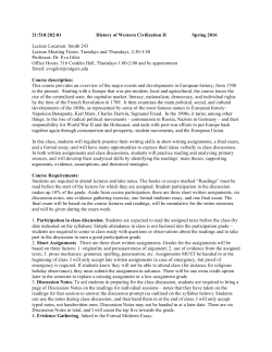 21:510:202:01 History of Western Civilization II Spring