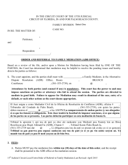 Order of Referral to Mediation