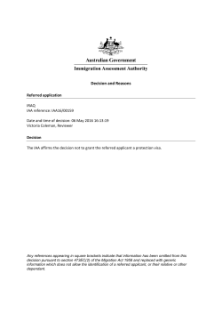 Decision and Reasons - Immigration Assessment Authority