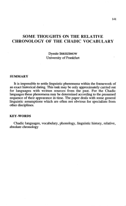 Some thoughts of the relative chronology of the chadic vocabulary