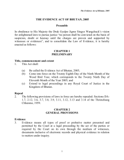 THE EVIDENCE ACT OF BHUTAN, 2005 Preamble In obedience to
