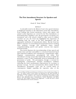 The First Amendment Structure for Speakers and Speech