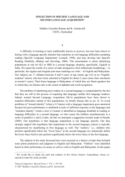 Inflection in Specific Language Impairment (SLI)