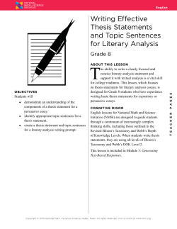 Thesis Statements and Topic Sentences