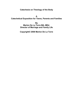 Catechesis on Theology of the Body A Catechetical Exposition for