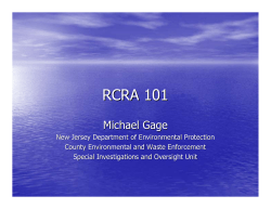 RCRA 101 - State of New Jersey