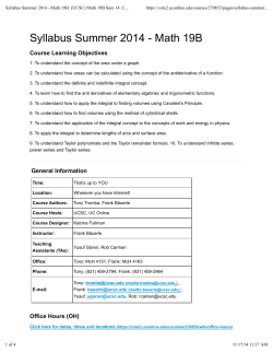 Syllabus Summer 2014 - Math 19B: (UCSC) Math 19B Sum 14