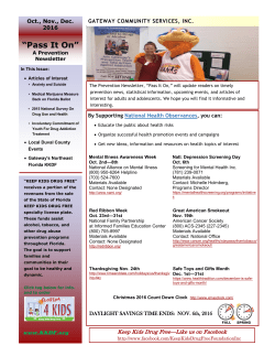 Fall 2016 - Gateway Community Services