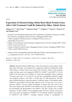 Expression of Selected Ginkgo biloba Heat Shock Protein Genes