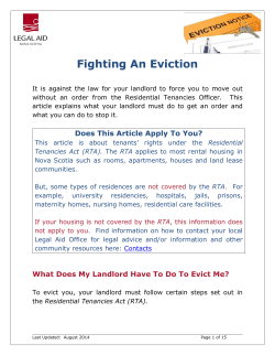 Fighting An Eviction - Nova Scotia Legal Aid