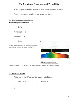 Ch. 7 &ndash; Atomic Structure and Periodicity
