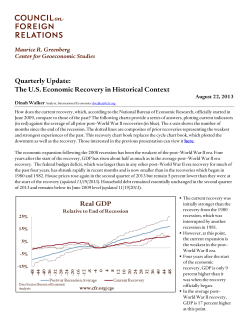 Quarterly Update: The U.S. Economic Recovery in Historical Context