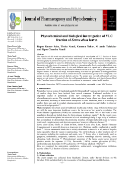 Phytochemical and biological investigation of VLC fraction of Senna