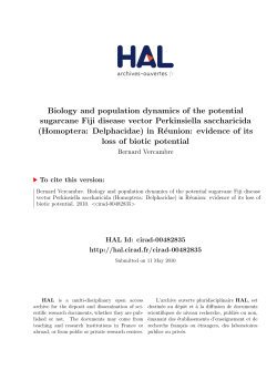 Biology and population dynamics of the potential sugarcane