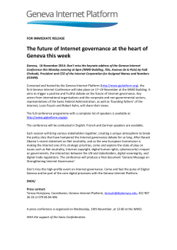 The future of Internet governance at the heart of Geneva this week