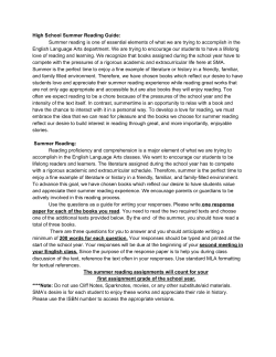 Upper School Summer Reading