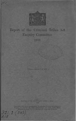Eeport of the Criminal Tribes Act Enquiry Committee